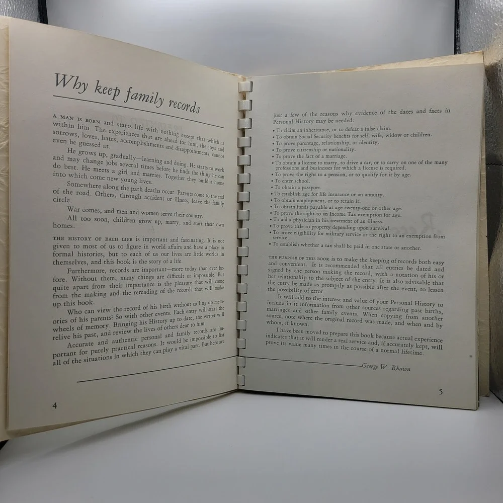 My Personal History and‎ Family Record 1950 Copyright Vintage Genealogy Book